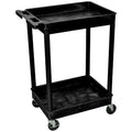 Luxor ENDURA 32" Two-Shelf Utility Cart, 24" x 18" - Black