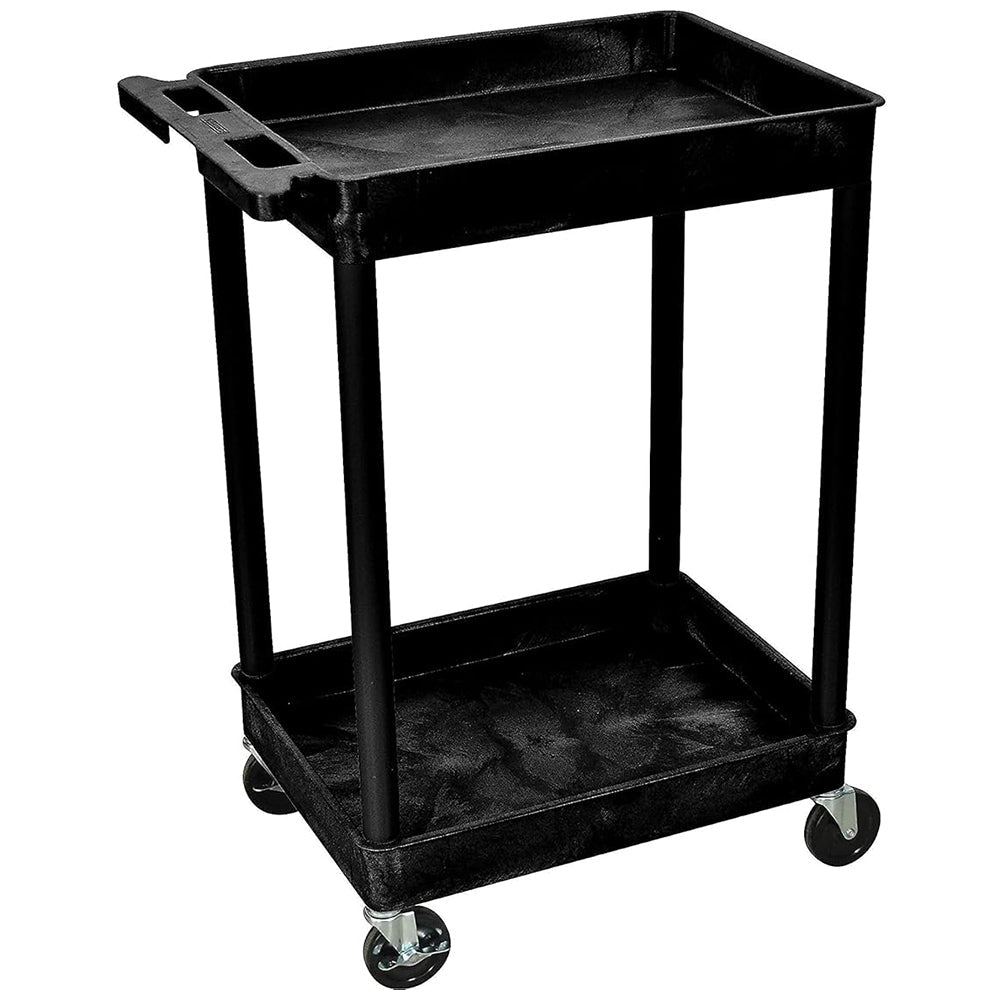 Luxor ENDURA 32" Two-Shelf Utility Cart, 24" x 18" - Black