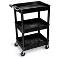 Luxor ENDURA 34" Three-Shelf Utility Cart, 24" x 18" - Black