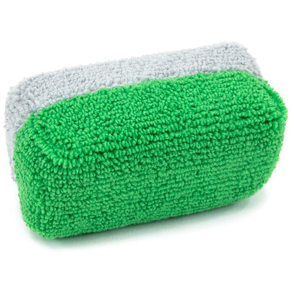 Autofiber Mini [Saver Applicator Terry] Microfiber Coating Applicator Sponge - 3.5" x 1.5", Green/Gray (12 Pack)