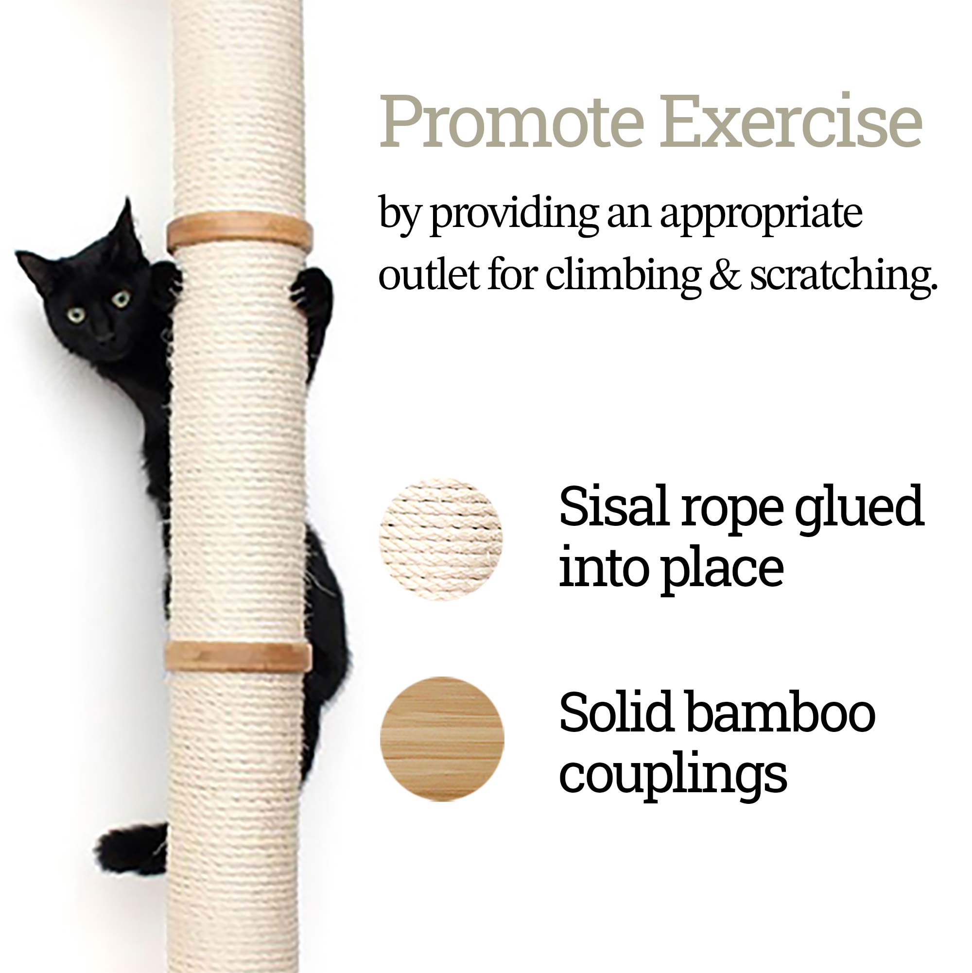 Catastrophic Creations Wall Mounted Cat Climbing Pole - Sisal