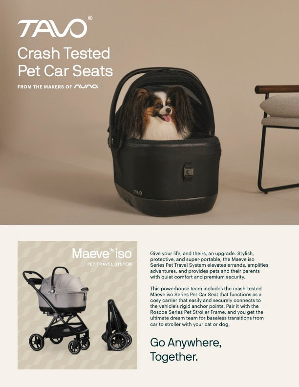 Tavo Pets Maeve™ iso6X Wind Series - Tavo’s  newest crash-tested car seat! Please Note Shipping Time Frame in Description