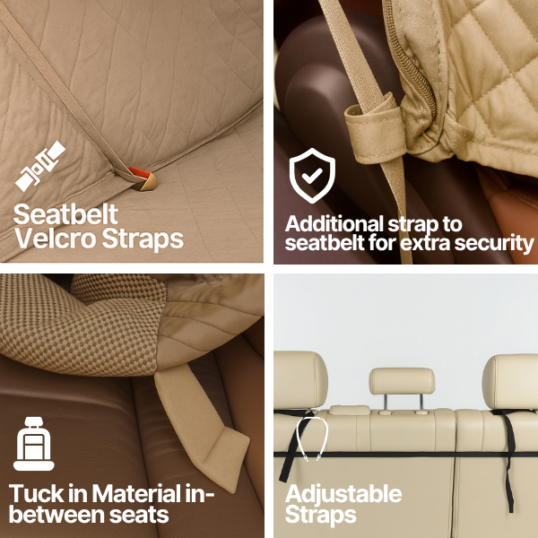 Formosa Covers Car Seat Bench Cover For Dogs and Pets Taupe
