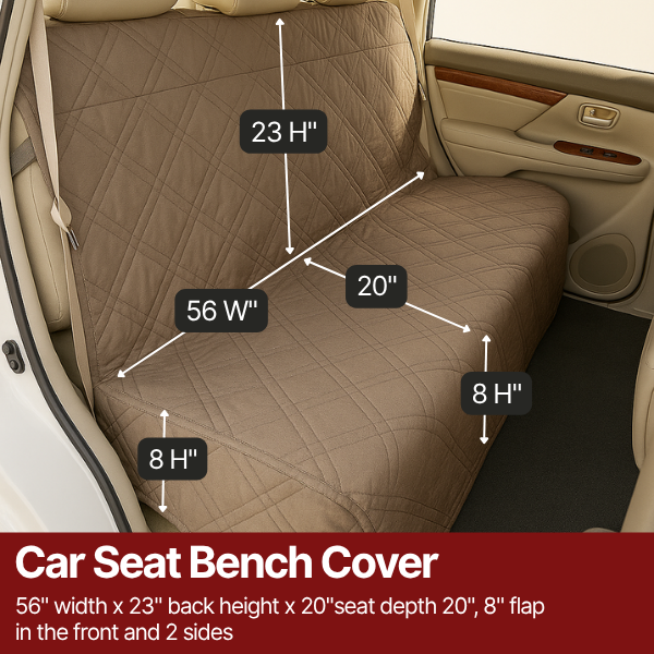 Formosa Covers Car Seat Bench Cover For Dogs and Pets Taupe
