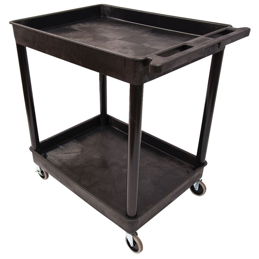 Luxor ENDURA XL 38" Two-Shelf Utility Cart, 32" x 24" - Black