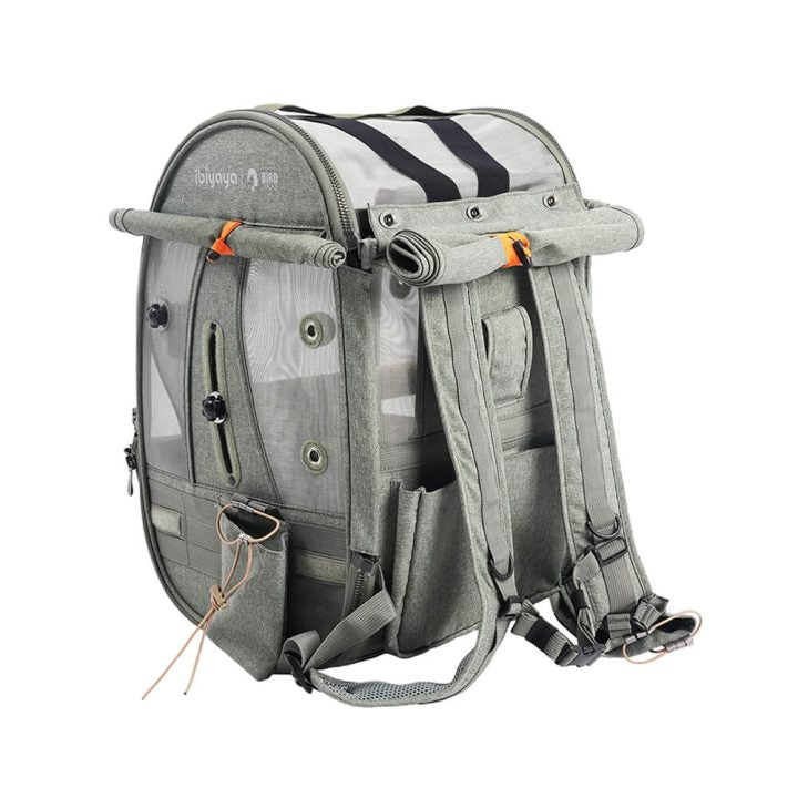 Ibiyaya Medium Size TrackPack, Backpack Bird Travel Carrier with Perch – Jungle Green