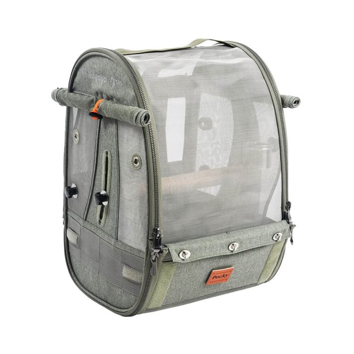 Ibiyaya Medium Size TrackPack, Backpack Bird Travel Carrier with Perch – Jungle Green