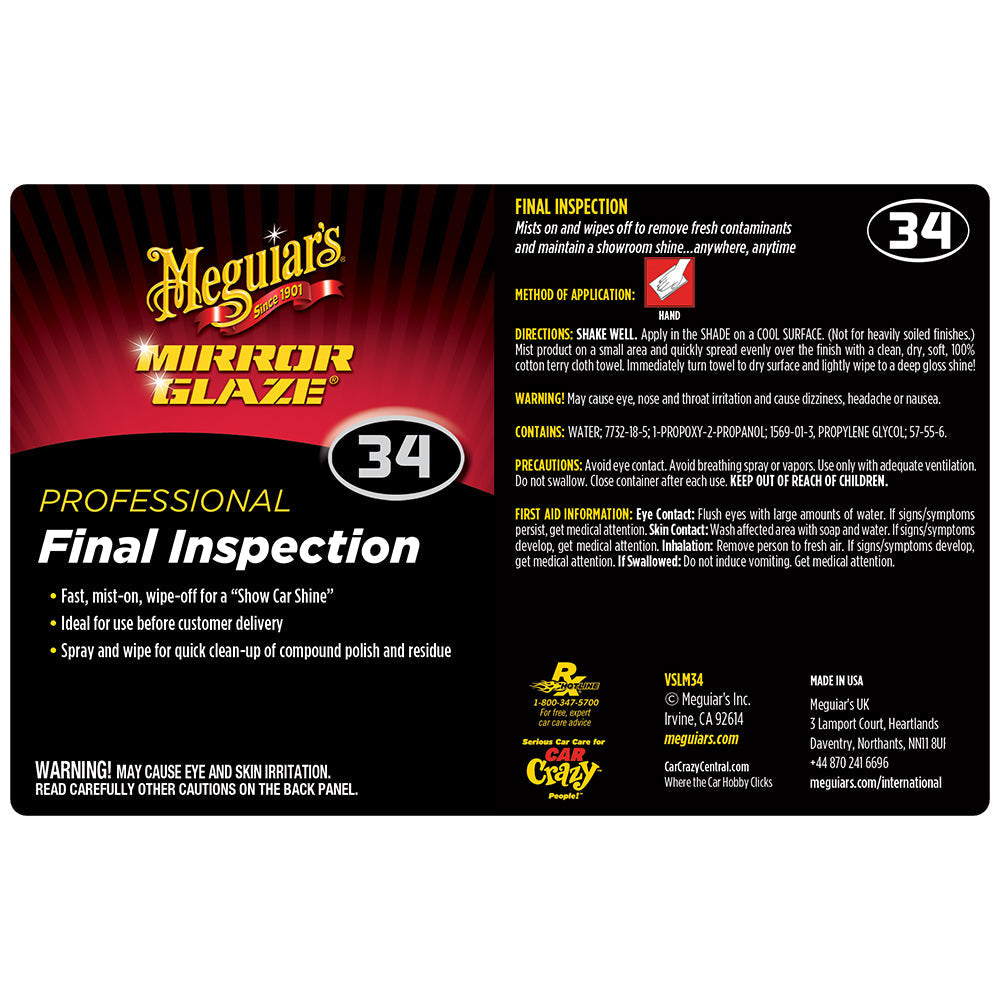 Meguiar's Secondary Label - Final Inspection #34