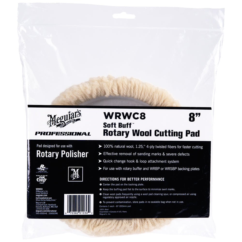 Meguiar's Soft Buff Rotary Wool Cutting Pad, WRWC8 - 8"