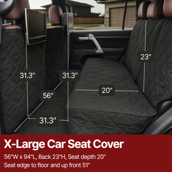 Formosa Covers X-Large Car Seat Cover For Dogs and Pets 56"W Black