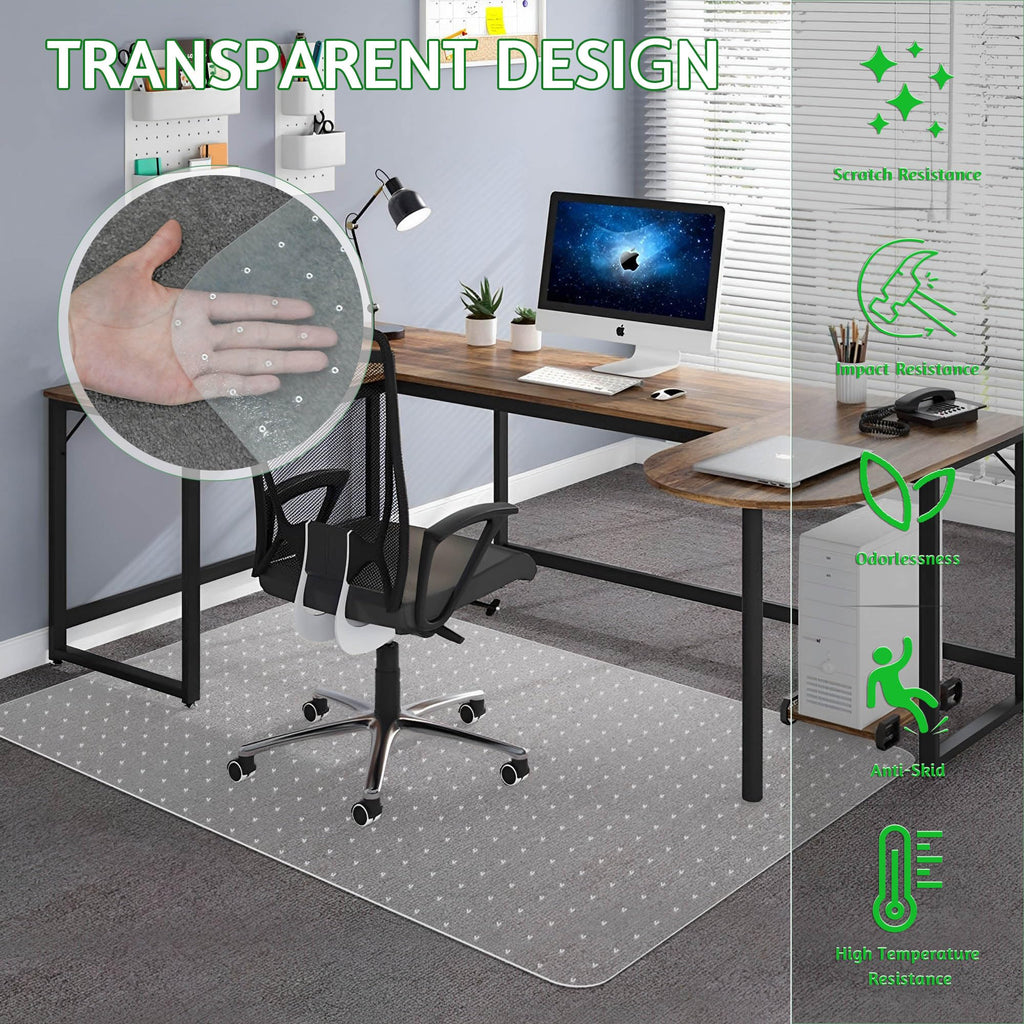 100pointONE Extra Large Office Chair Mat for Carpet, 35" x 55" Clear Desk Chair Mat for Low Pile Carpeted Floors- Easy Glide Plastic Floor Mat for Office Chair on Carpet
