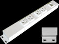 12” Hardwired Power Strip (NO Power Cord), 4 Tamper Resistant Outlets (NEMA 5-15R - NOT 20Amp), with Ears (with mounting tabs on Both Ends), USB, White