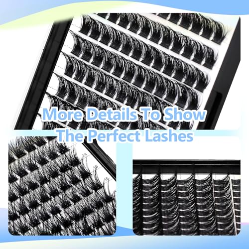 120pcs D Curl Individual Wide Stem Cluster DIY Eye Lashes Extensions Mixed 10-12-14-16mm/14-16-18mm/12-14-16mm Makeup Dramatic Volume Lashes (mixed 10-12-14-16mm)