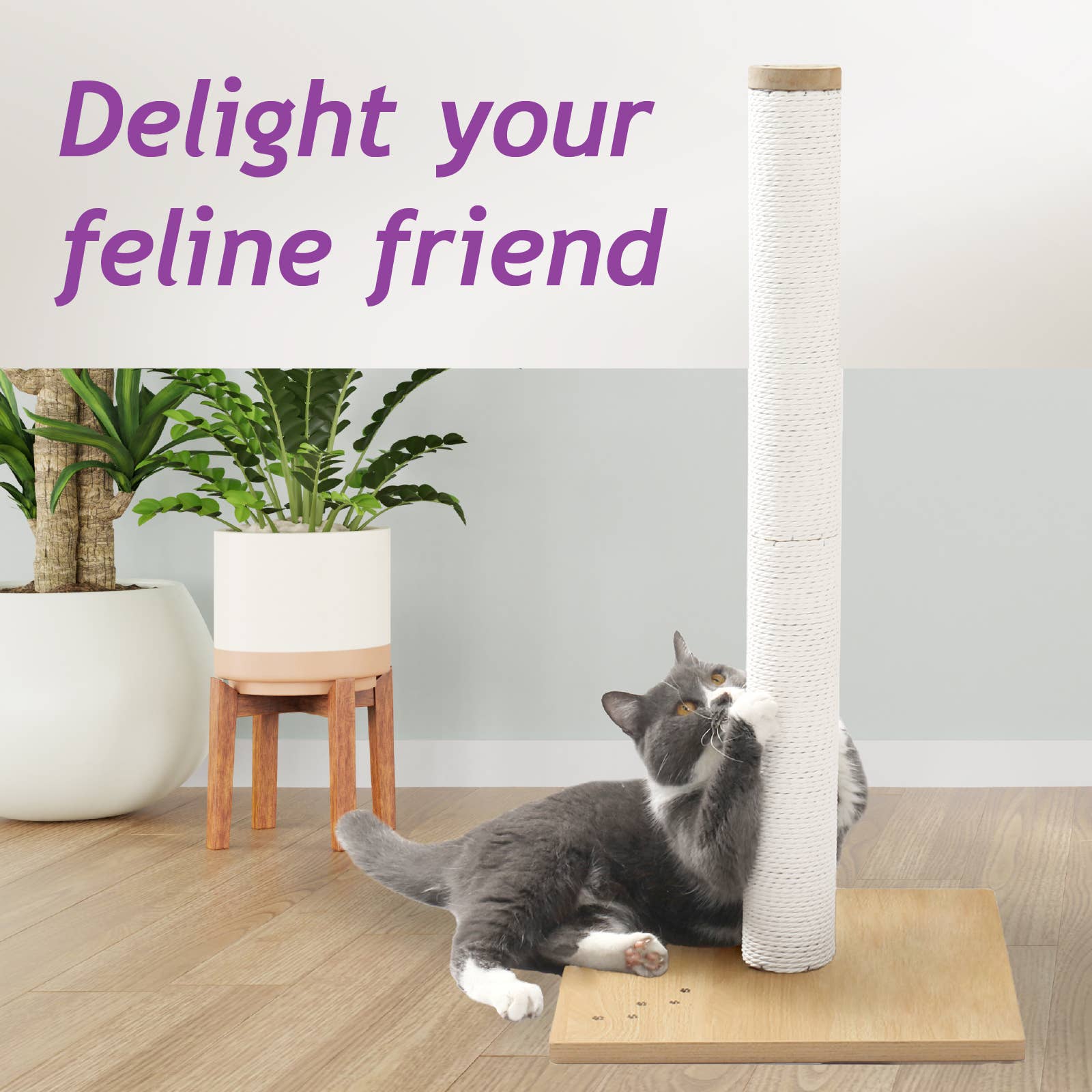 Necoichi Premium Comfort Cat Scratching Post – Sturdy, Stylish, Replaceable Pad