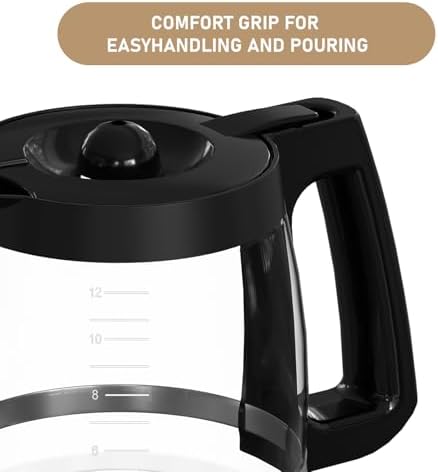 12-Cup Coffee Maker Glass Carafe Replacement Compatible with Hamilton Beach Coffee Maker Models 46310, 49980R, 49976, 49350, 49980A, 49980Z, 49983, 49618, 46300, 49966 1 Pack