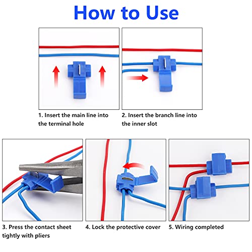 150 pcs Quick Splice Wire Connectors, Solderless Snap Electrical Connector, Blue, Wire Splice Connector, Insulated Wire Crimp Connectors Terminal Joint 22-10 AWG