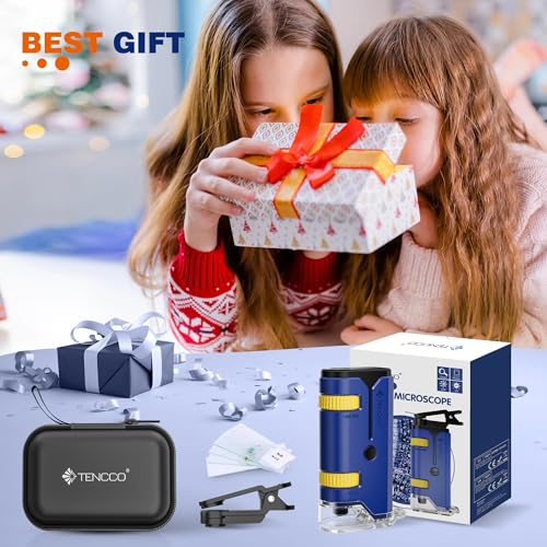 100x-250x Mini Pocket Microscope for Kids Adults, Protable Handheld Microscope, Miniscope Portable for Kids Adults Science Lab Education, Blue