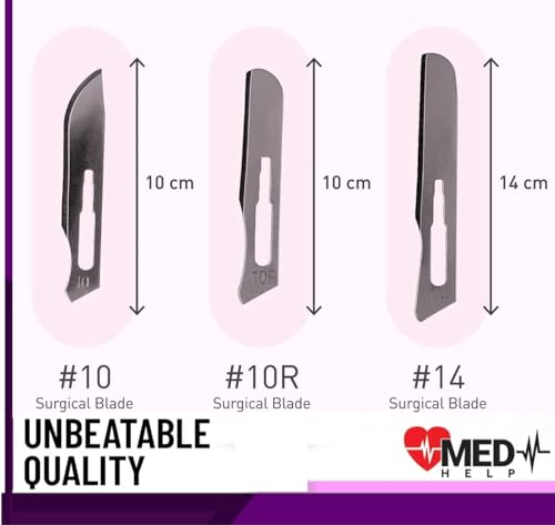 10r Disposable Scalpels 10R - Dermaplaning Tool Scalpel Blades 10R with Plastic Handle, High Carbon Steel Dermablade Blades #10 Surgical Blades, Scaple - Box of 10