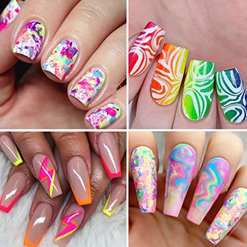 12 Color Fluorescent 3D Nail Art Pens Set, Kalolary Nail Point Graffiti Dotting Pen Drawing Painting Liner Brush for DIY Nail Art Beauty Adorn Manicure Tools(D)
