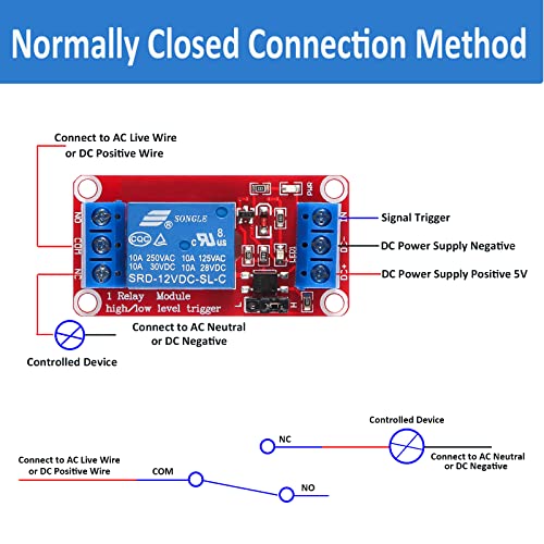 10pcs DC 5V Relay Module 1 Channel Relay Switch Relay Board with Optocoupler Isolation Support High or Low Level Trigger