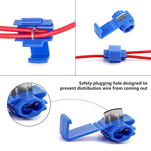 150 pcs Quick Splice Wire Connectors, Solderless Snap Electrical Connector, Blue, Wire Splice Connector, Insulated Wire Crimp Connectors Terminal Joint 22-10 AWG