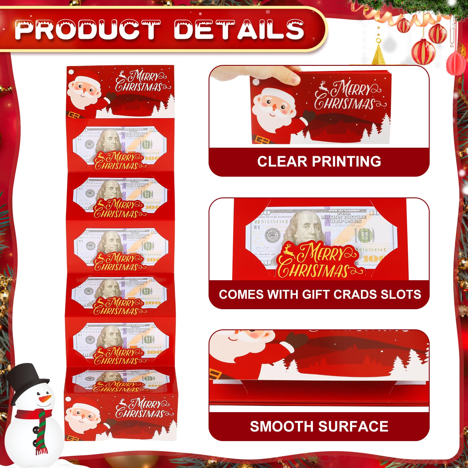 12 Pack/72 Slots Money or Gift Card Holder Xmas Cash Gifts Surprise Cash Envelope Merry Christmas Money Holder for Men Women Kids Birthday Gifts Xmas Party Supplies (Classical)