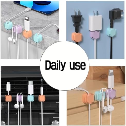 12 Pack Charging Cable Magnetic Cable Organizer Storage Holder, Strong Adhesive Wire Holder Keeper for Office Home Kitchen Car (Color: Black 12pcs)