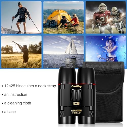 12x25 Small Compact Binoculars for Adults Kids，Mini Lightweight High Powered Binoculars with Clear Vision,Binoculars for Cruise Ship Bird Watching,Travel, Opera Concert