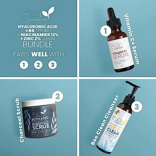 12% Niacinamide Serum & Hyaluronic B5 Serum Bundle For Smooth Bright & Youthful Skin - Pore Minimizer & Moisturizer for Skin - Reduce Dark Spots, Fine Lines & Wrinkles with Zinc & Vitamin B5