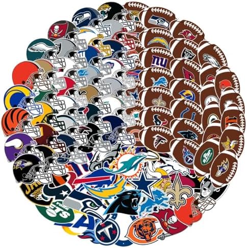 105 pcs Sports Stickers,35 Football Stickers+35 Helmet Stickers+35 Football Team Stickers,Waterproof Vinyl Stickers.