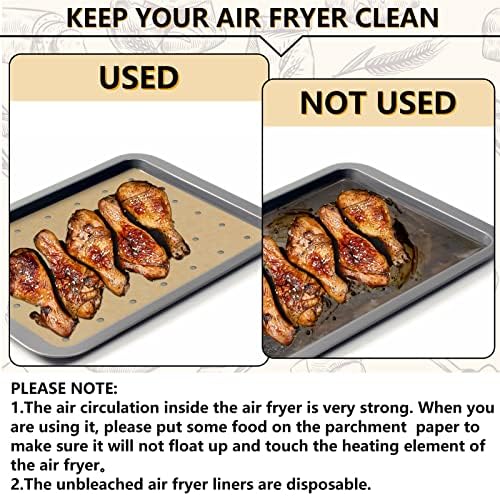 120 Sheets Air Fryer Oven Liners 11 x 12 Disposable Air Fryer Parchment Paper Liners Rectangle Non Stick Parchment Baking Paper Compatible with Ninja Foodi Air Fryer Toaster Ovens