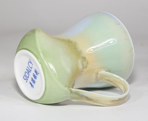 12Oz Reactive Glaze Ceramic Coffee Mug, So Cool Cup With Handle Suitable for Office and Home Drinking Coffee, Tea, Cocoa and Milk,Lead cadmium free, Dishwasher Microwave Safe (Blue green)