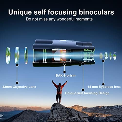 10x42 Focus-Free Binoculars,Professional High Powered HD Large View Binoculars,with BAK-9 Prism FMC Lens for Bird Watching Hunting Trave Watching Sport Events