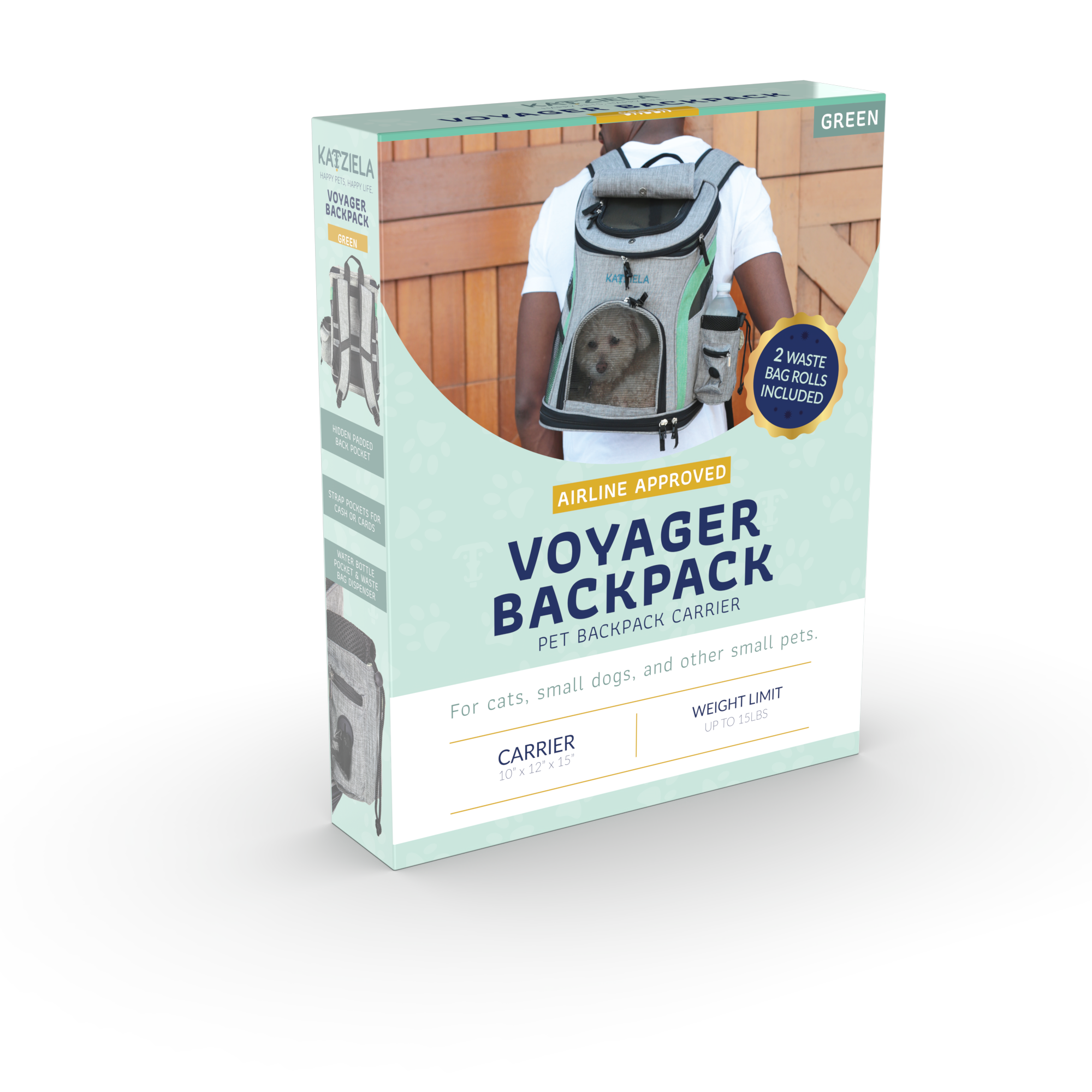 Katziela Voyager Airline Compliant Backpack For Dogs and Cats
