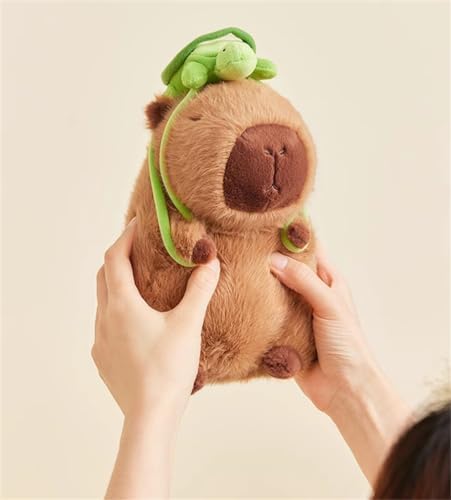 12inch Cute Capybara Plush with Turtle Backpack, Capybara Stuffed Animal Soft Capybara Plushies Toy Capybara Doll Pillow Birthday for Kids (with Bag)