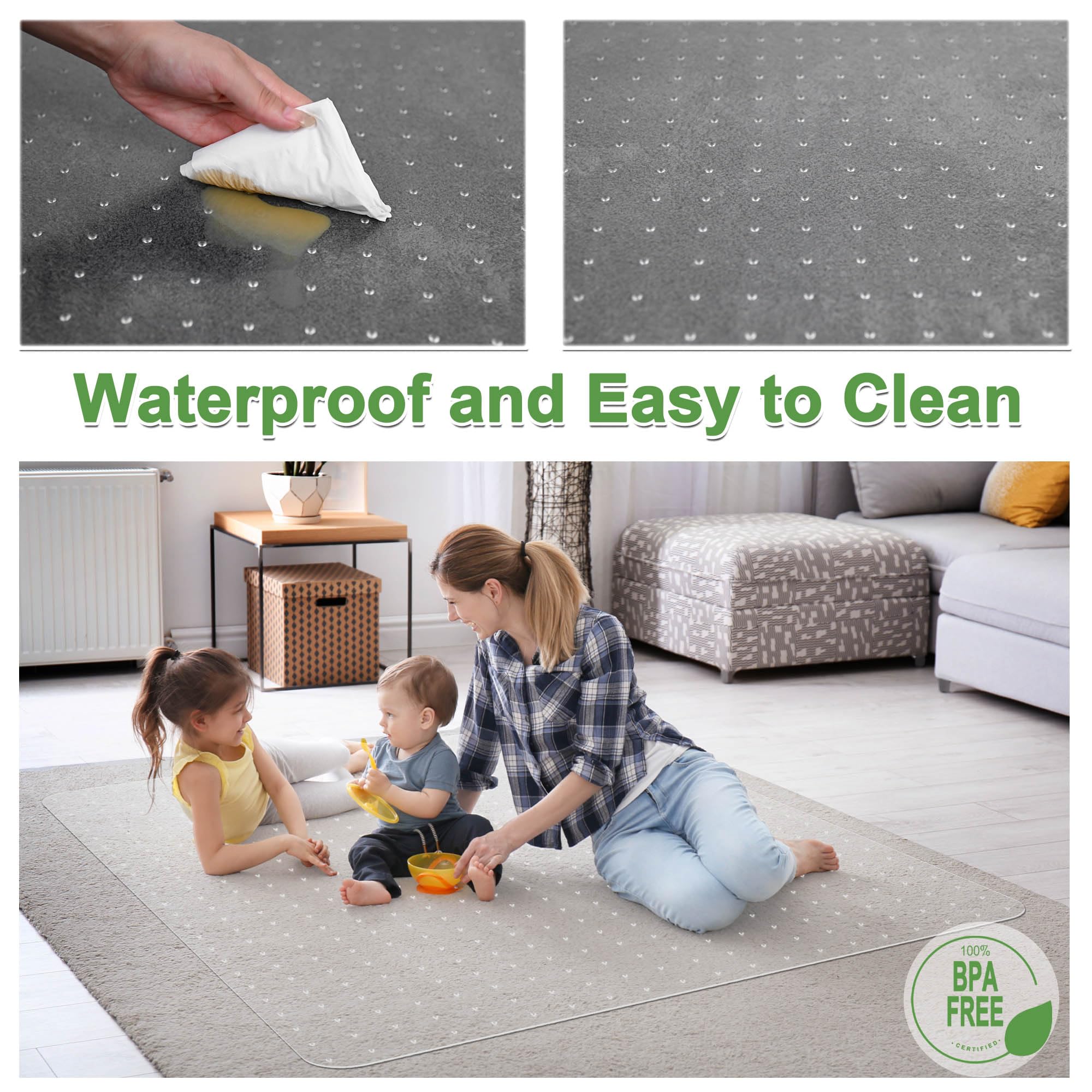 100pointONE Extra Large Office Chair Mat for Carpet, 48" x 60" Clear Desk Chair Mat for Low Pile Carpeted Floors- Easy Glide Plastic Floor Mat for Office Chair on Carpet