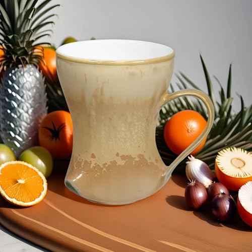 12Oz Color Glazed Ceramic Coffee Mug,Cool Cup With Handle Suitable for Office and Home,Drinking Coffee, Tea, Cocoa and Milk Lead cadmium free, Dishwasher Microwave Safe (Grey yellow)