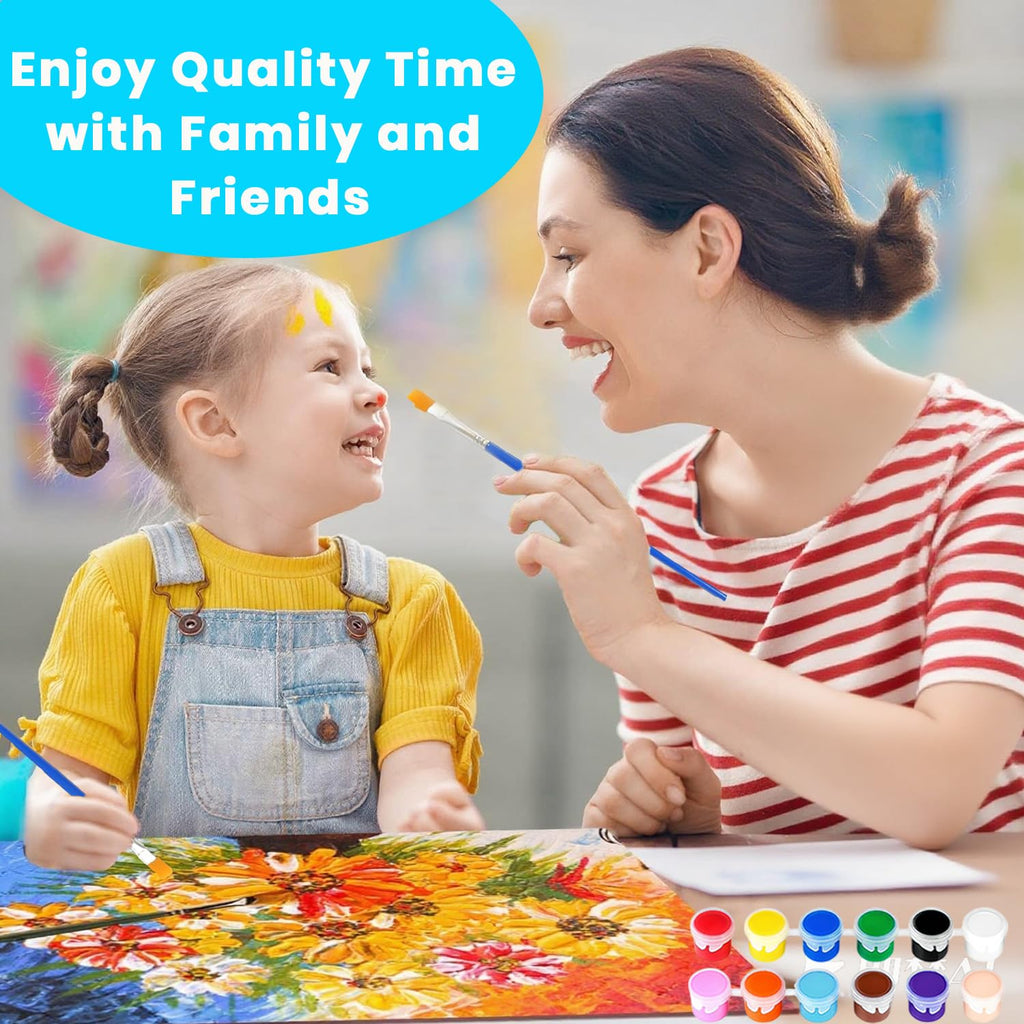 12 Pack Mini Acrylic Paint Set, 12 Colors Washable Acrylic Paint Strips with 24Pcs Painting Brushes for Kids&Adults Paint, 168 PCS Kids Painting Kit for Birthday Party Favor, Classroom, Art Gift