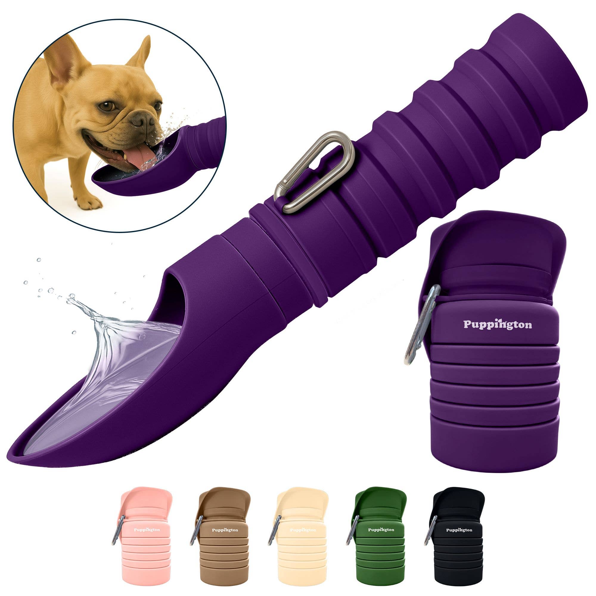 Puppington Collapsible Water Bottles for Dogs - Leakproof, Compact, BPA free