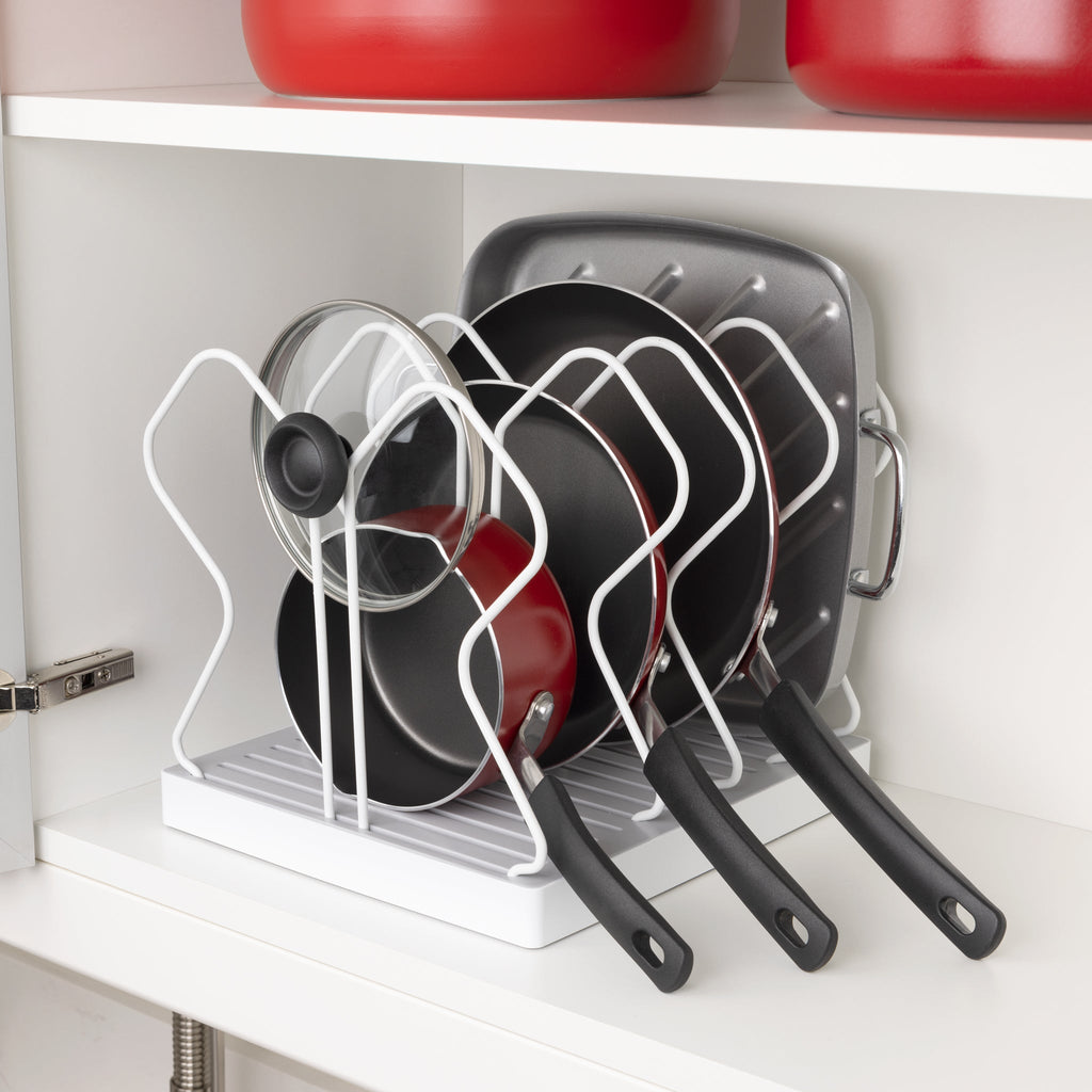 Adjustable Cookware and Lid Rack - White