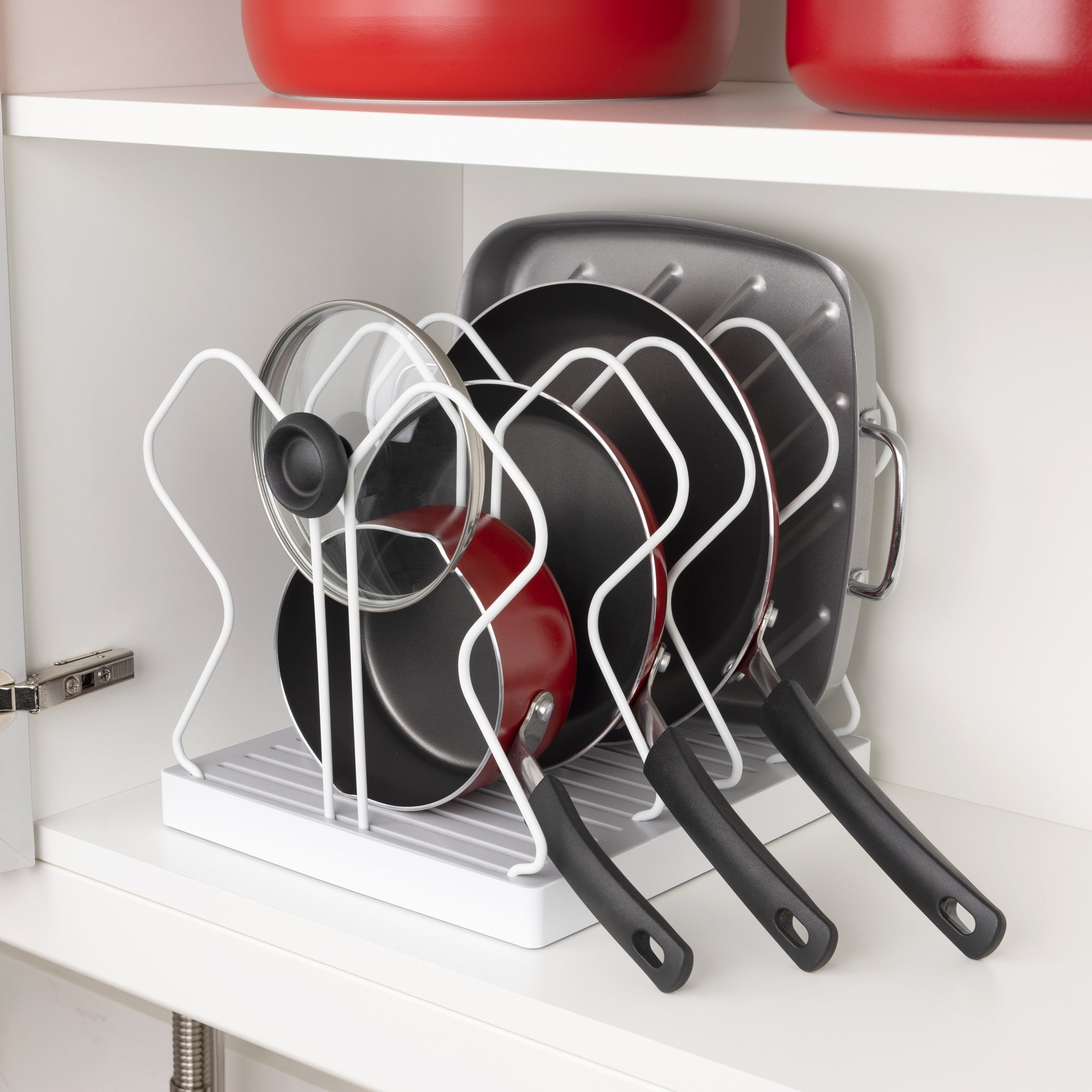 Adjustable Cookware and Lid Rack - White