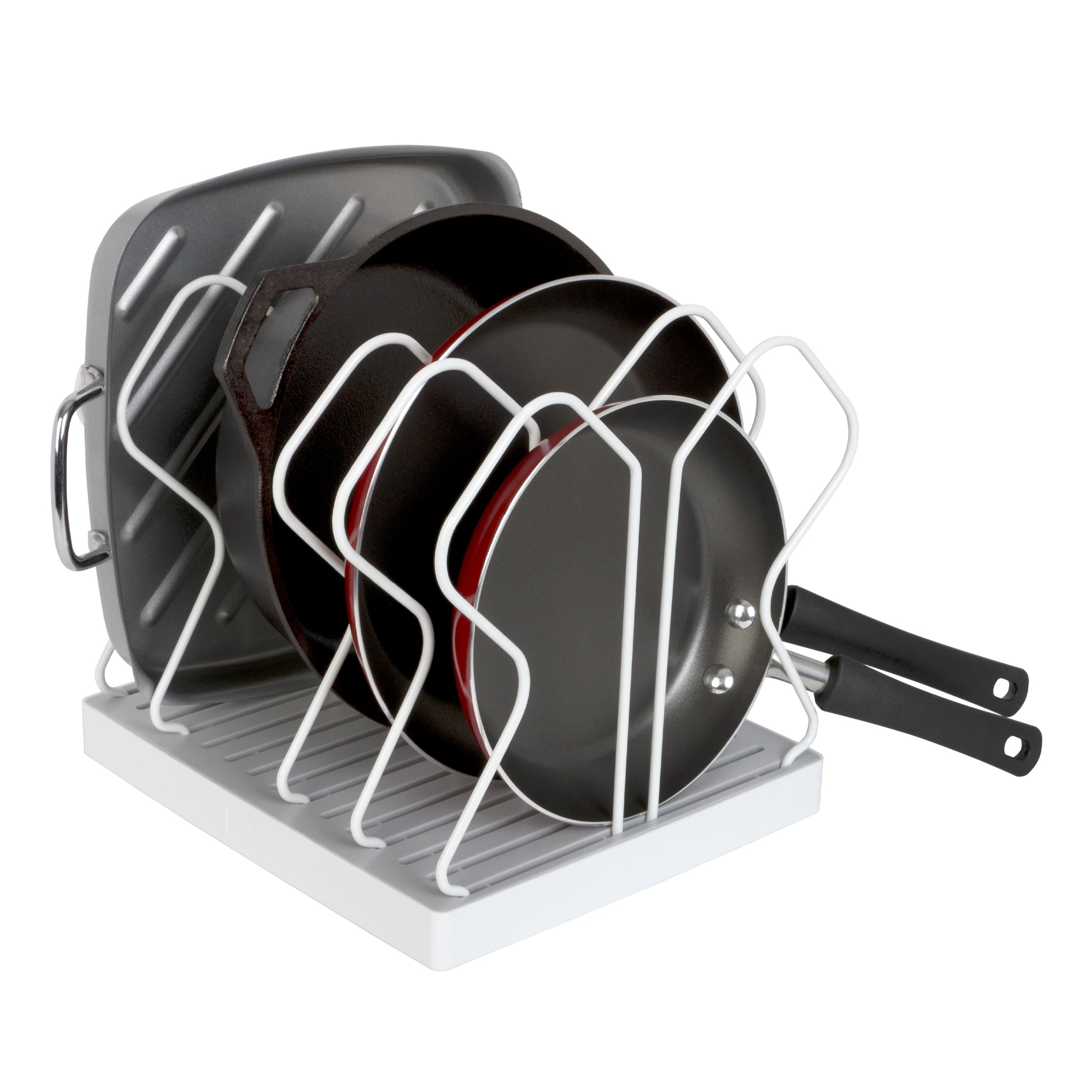Adjustable Cookware and Lid Rack - White