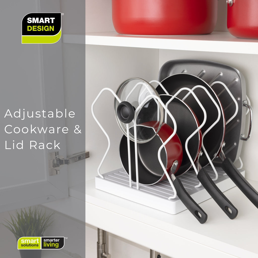 Adjustable Cookware and Lid Rack - White