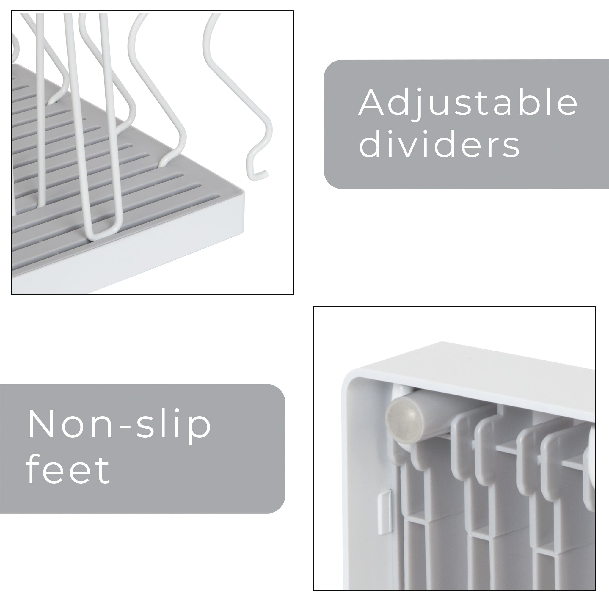Adjustable Cookware and Lid Rack - White