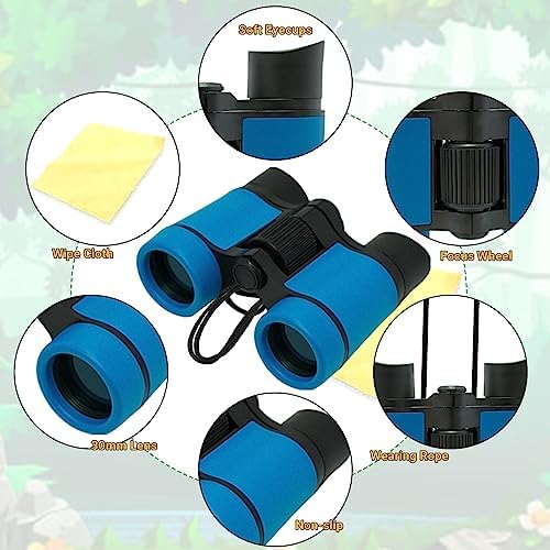15 Pcs Kids Binoculars Set - Shockproof Mini Compact Binoculars - Toy Safari Binoculars FoldingTelescope Gifts for Age 3-12 Years Old Boys Girls Bird Watching Hiking Camping Outdoor Play Party Favors