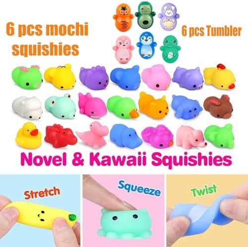 124 Pcs Party Favors for Kids, Pop Fidget Toys Bulk, Treasure Box Toys for Classroom Prizes, Pinata Filler, Goodie Bag Stuffers, Treasure Chest Carnival Prizes for Boys & Girls