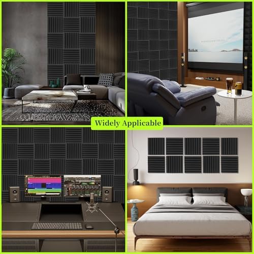 12 Pack Sound Proof Foam Panels for Walls 12x12x1 Inches, Wedges Acoustic Panels Sound Absorbing, Acoustic Foam Panels for Recording Studio, Home, Office