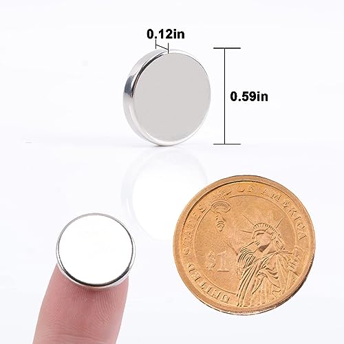 100Pcs Super Strong Neodymium Magnets Disc, 15 x 3mm Powerful Round Rare Earth Magnets Heavy Duty for Whiteboard, Small Decorative Magnets for Crafts Refrigerator Industrial Fridge DIY Models