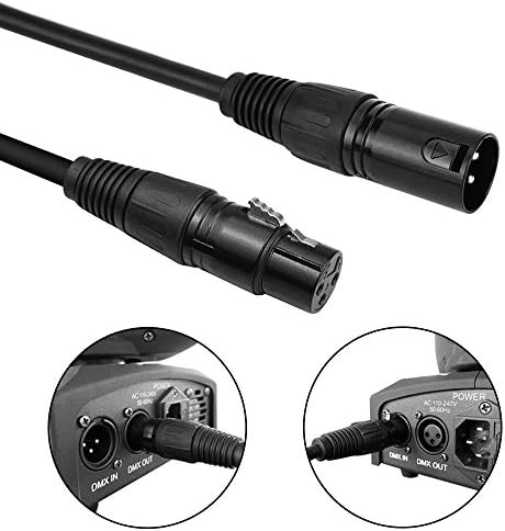 10ft / 3.04m DMX Cable, 4 Packs 3 Pin DMX Cables DMX Wires, DMX512 XLR Male to Female Stage Light Signal Cable with Metal Connectors, Connection for Stage & DJ Lighting fixtures