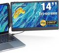 14'' 1080P Portable Dual Monitor Extender for Laptops - USB C and HDMI, Plug-Play for Dual Display on Mac and Windows, Fits 13''-17.3'' Laptops